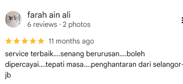 Google Review 5 Bintang RNZ Transport 2