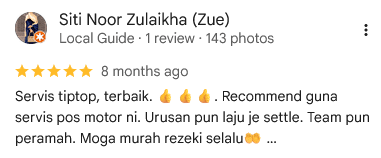 Google Review 5 Bintang RNZ Transport 3